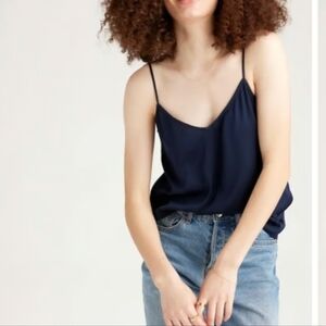 Quince Washable Navy Silk Camisole Top